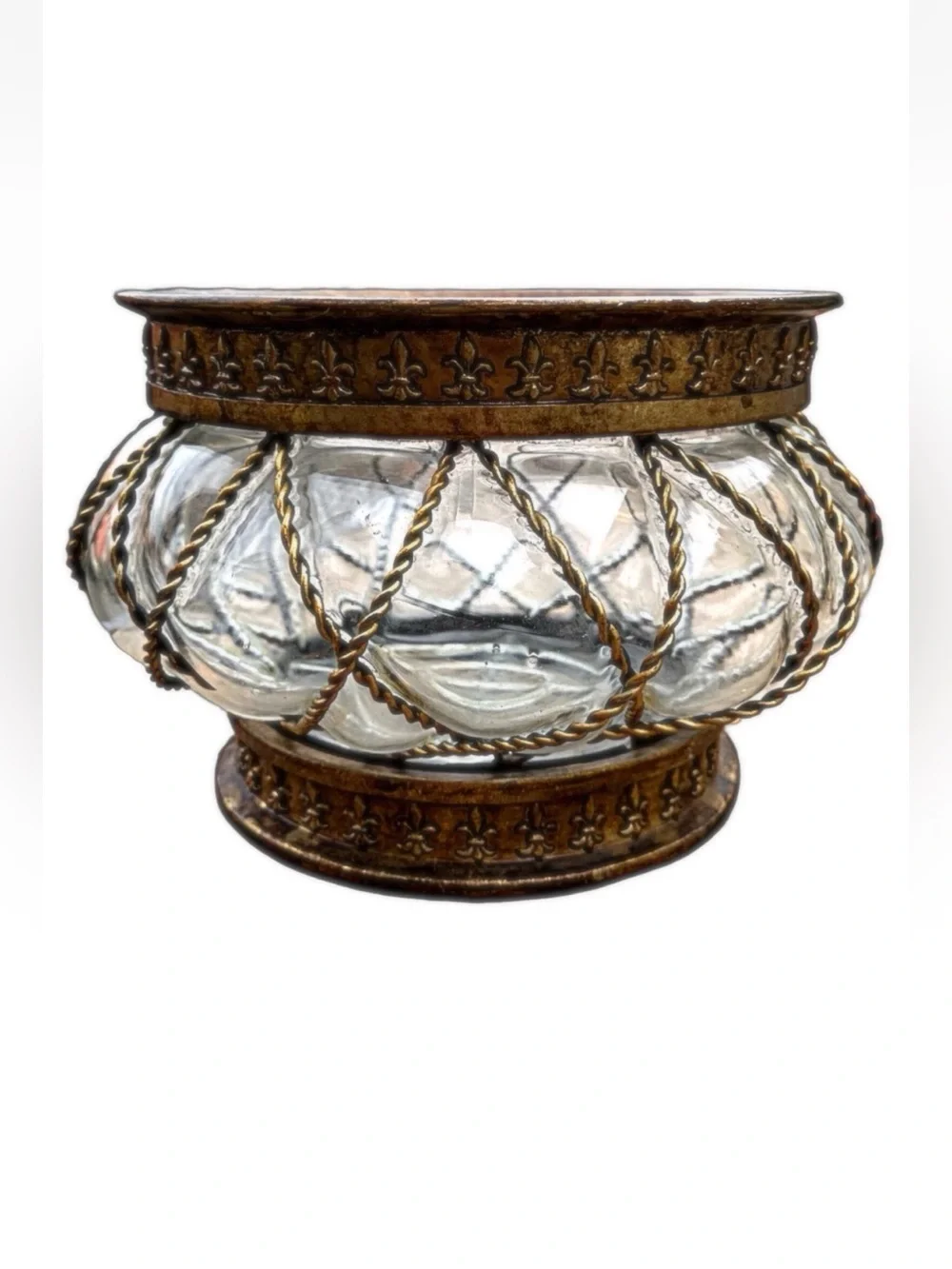 Vintage Large Blown Caged Art Glass Bowl 9